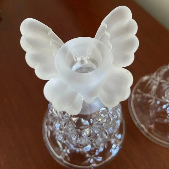 Pair of Crystal Butterfly Hofbauer Germany Frosted 5” Mini Candle Holders - Picture 2 of 9